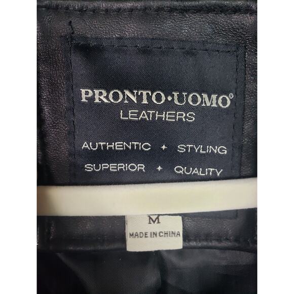 Pronto Uomo Black Leather Jacket M Soft Old Hollywood Luxe-on-Luxe Classic Smart - Picture 6 of 10